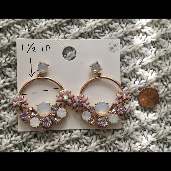 NWT Lavender jeweled hoop earrings - Picture 3 of 3